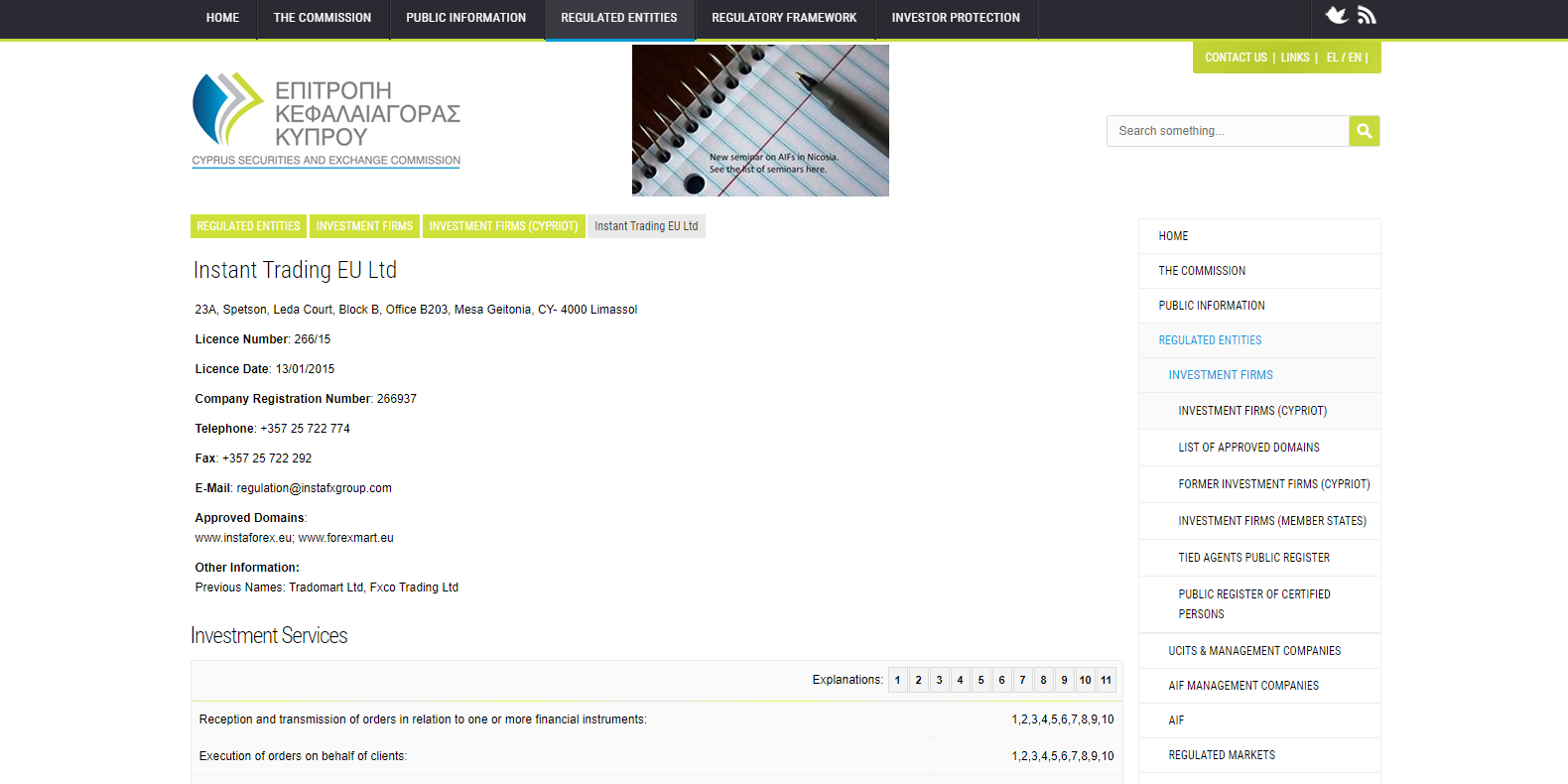 InstaForex CySEC regulation InstaForex CySEC regulation